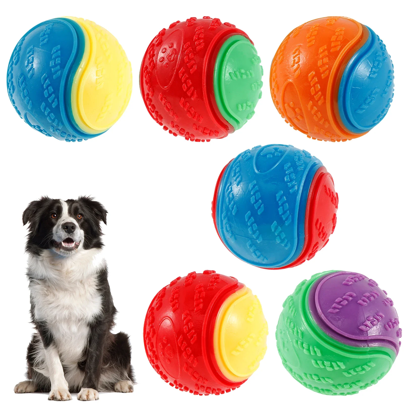 6Pcs Squeaky Balls Toys Dogs Interactive Toys TPR Dog Chew Toy for Dog Pet Teeth Cleaning Bite 1005010542924543