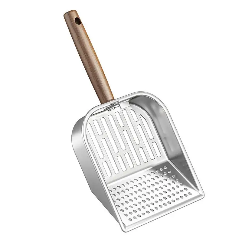 Long Handled Hollow Shovel Cats Supplies Stainless Steel Cat Litter Scoop Wooden Handle Pet Waste 1005010544091269