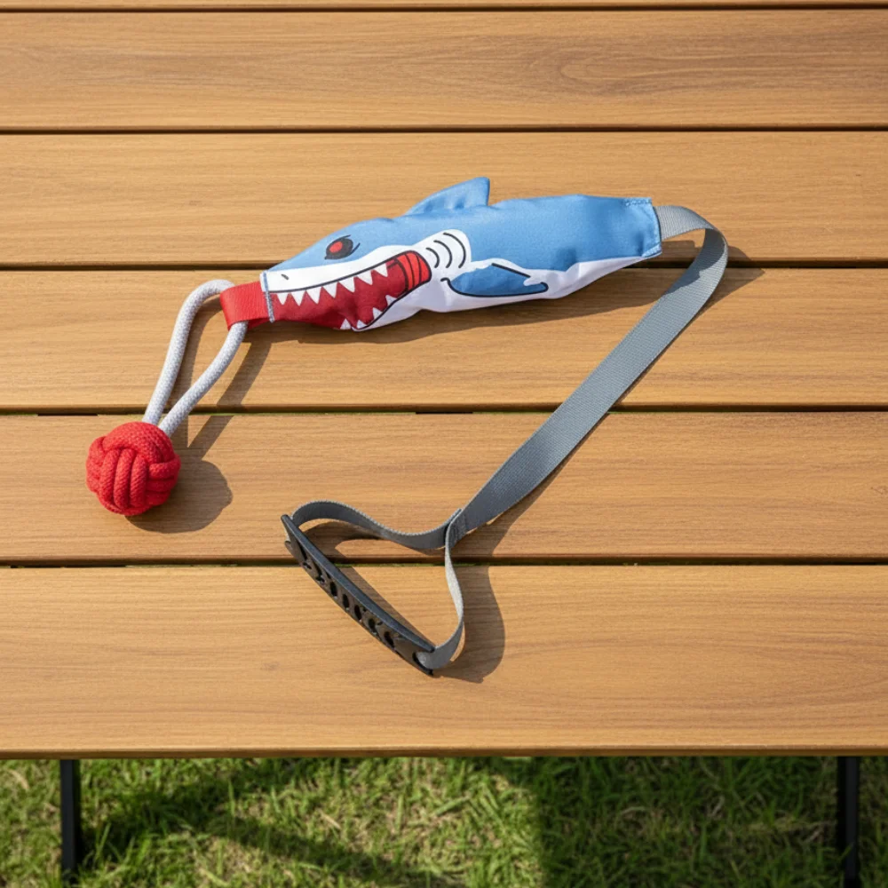 Shark Rope Tug Toy with Suction Cup: Squeaky Interactive Chew for Puppies & Small Dogs 1005010549377662