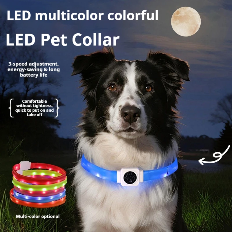 Led Pet Collar Type-C Charging Silicone Nighttime Luminous Ring Usb Dog Cat Collar Quick Flash 1005010550680859