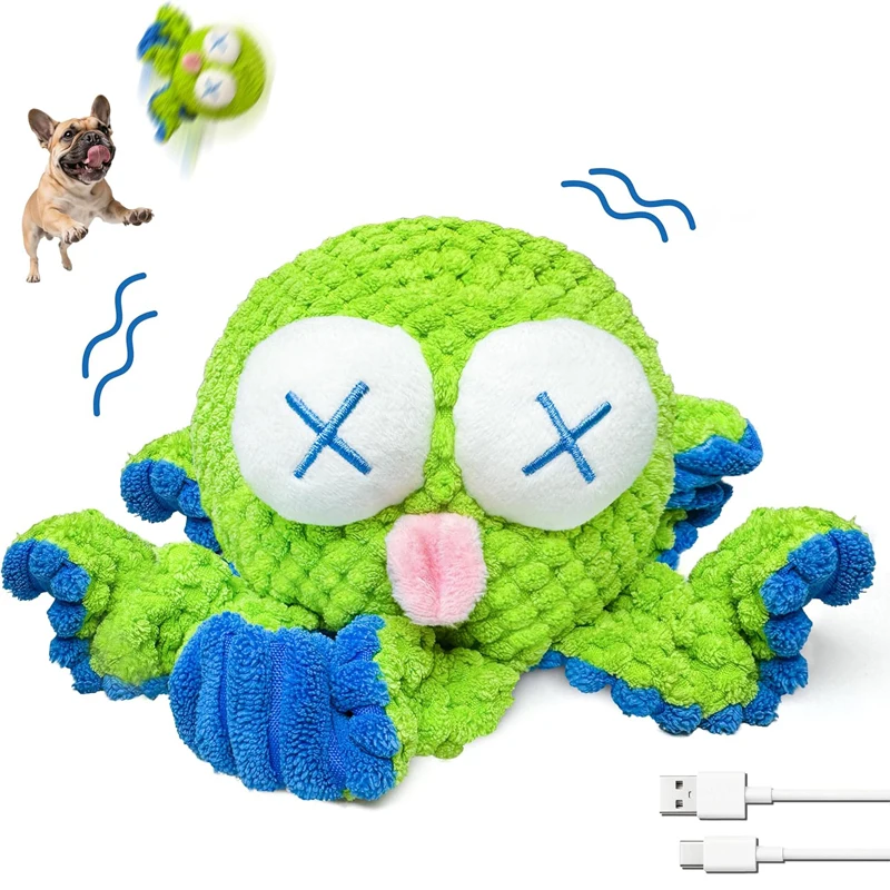 Interactive Octopus Dog Toys – Rechargeable Squeaky Toy with Bouncing Ball, Music 1005010552314999