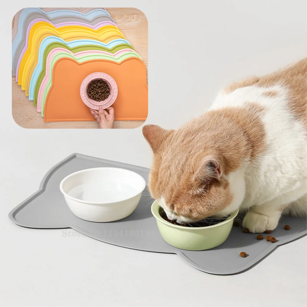 Pet Feeding Mat For Dogs & Cats Multiple Colors Silicone Waterproof washable Cat Food Bowl Mat With 1005010561494817