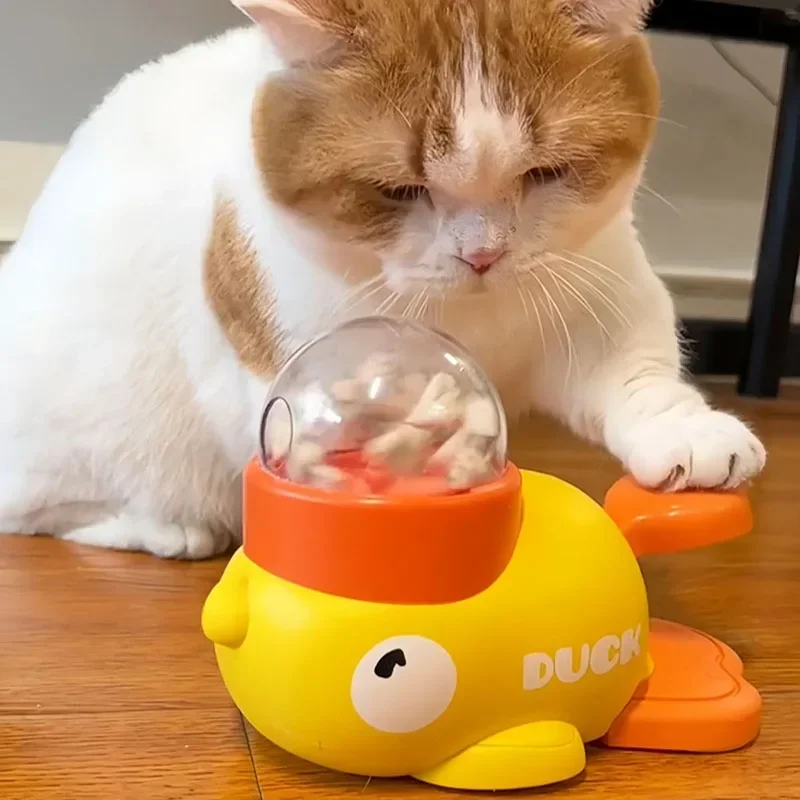 Cat Interactive Toys Automatic Dog Puzzle Feeder Food Treat Dispenser Cartoon Duck Design Anti-slip 1005010570324709