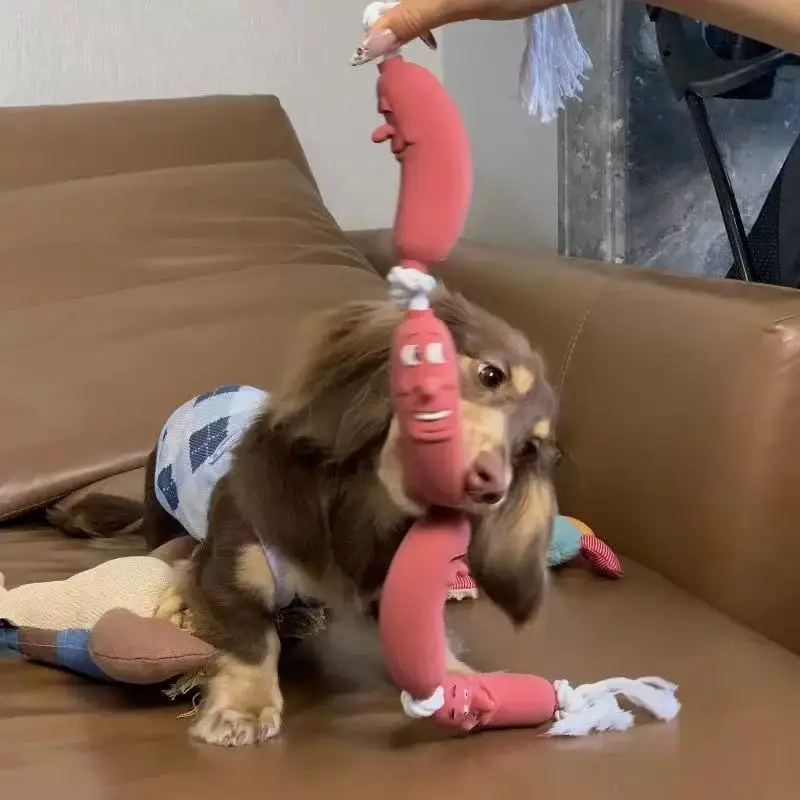 Dog Sausage Toy, Funny Knot Tug-of-War Toy, Durable Chew Toy for Physical Exhaustion 1005010576428684