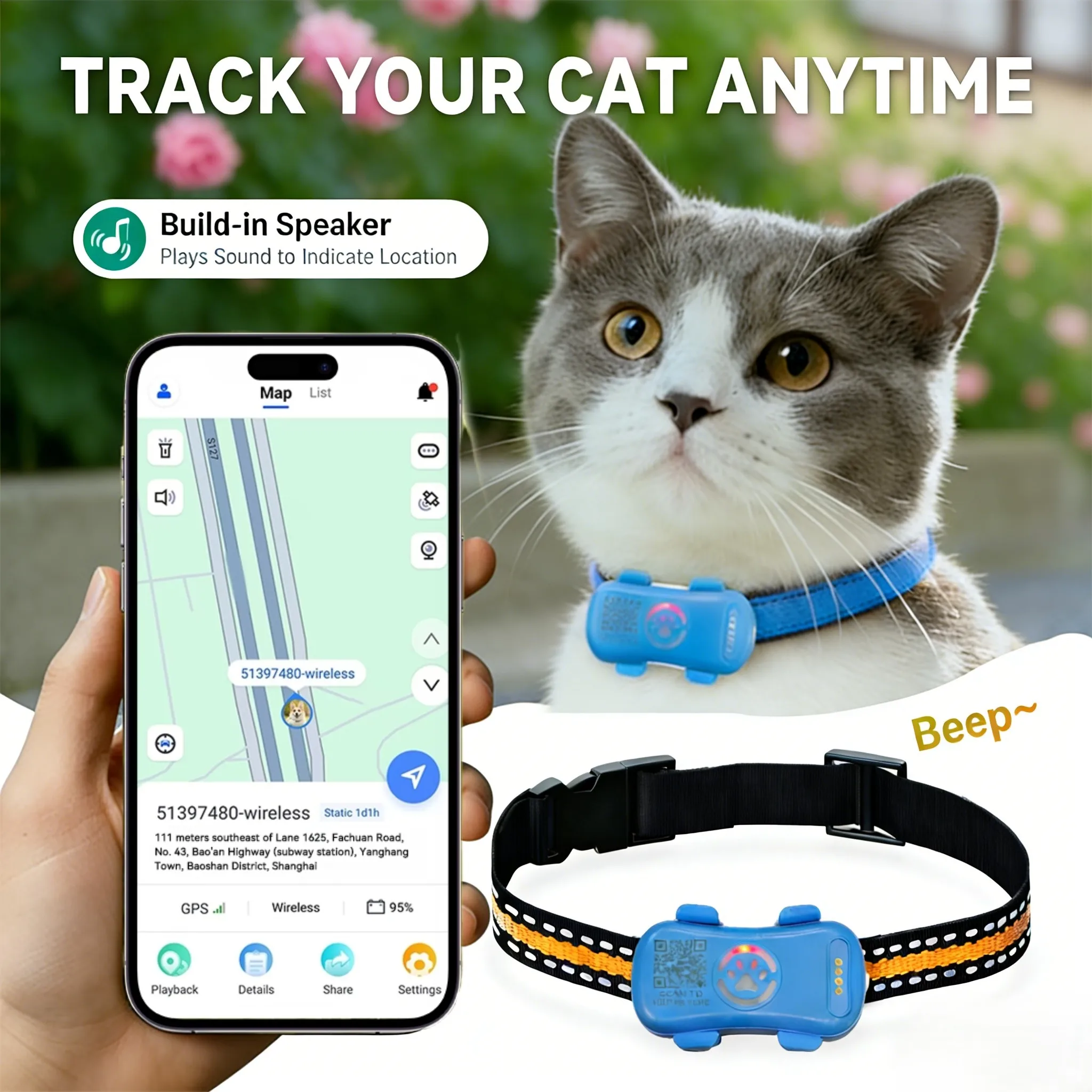 Pet GPS Tracker for Small Large Dogs Cats 1005010576749947