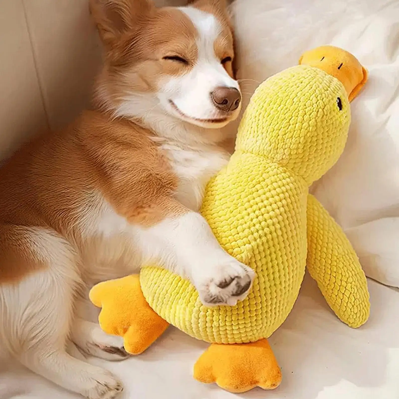 Calming Duck Toy for Dogs Interactive Squeaky Soft Comfort Pet Accessory Interactive Dog Toys for 1005010578213786