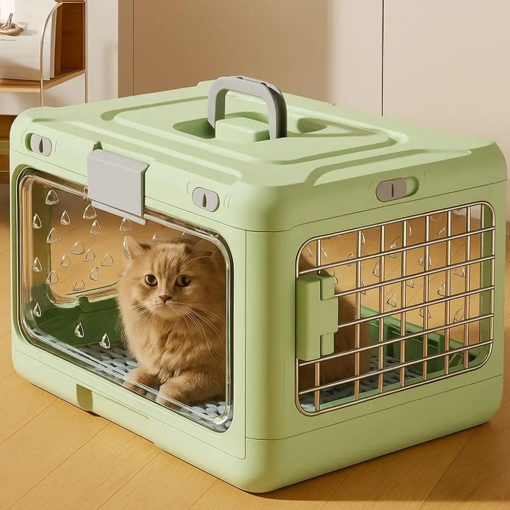 Drop-Resistant Collapsible Pet Carrier Box Plastic Thickening Foldable Cat Cage Breathable 1005010584987571