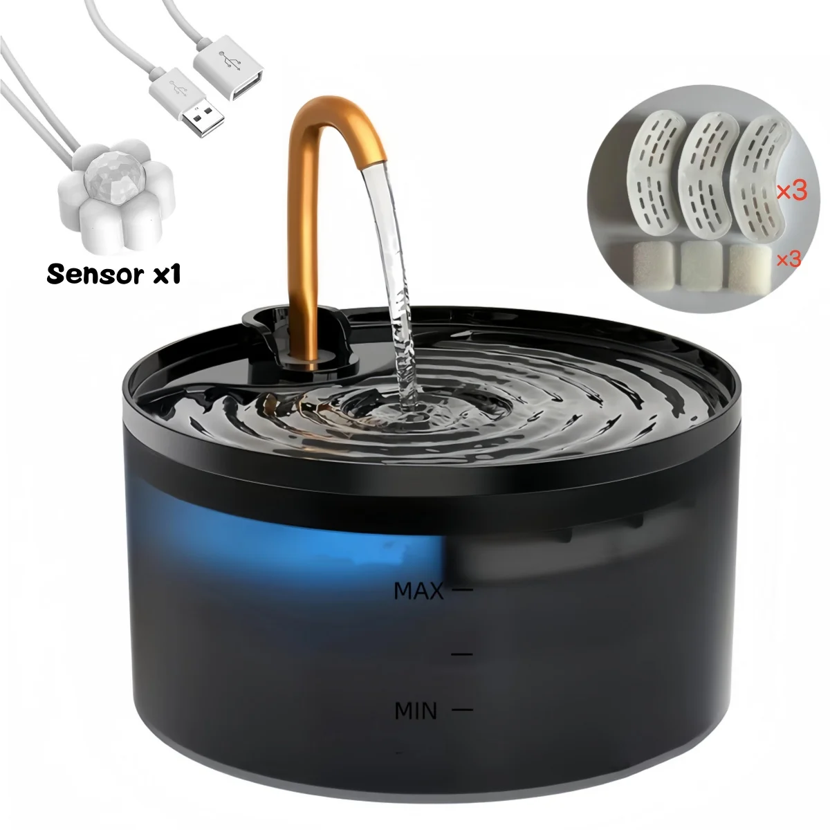 Pet Water Fountain Auto Filter Set Automatic Sensing Cat Drinker 2.1L Recirculate Filtring Drinking 1005010585751903