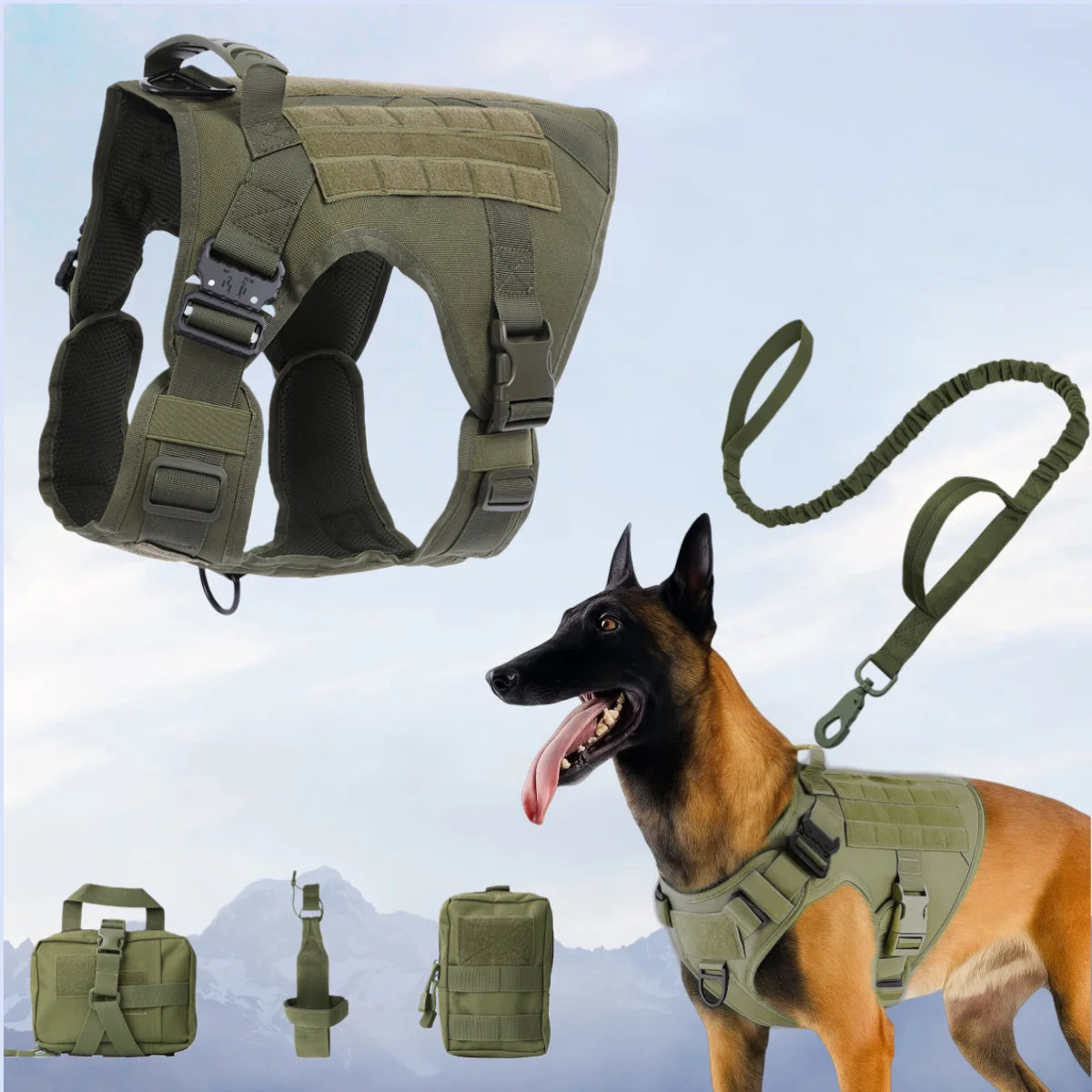 Tactical Military Vest Pet German Shepherd Golden Retriever Tactical Training Dog Harness and Leash 1005010590086714