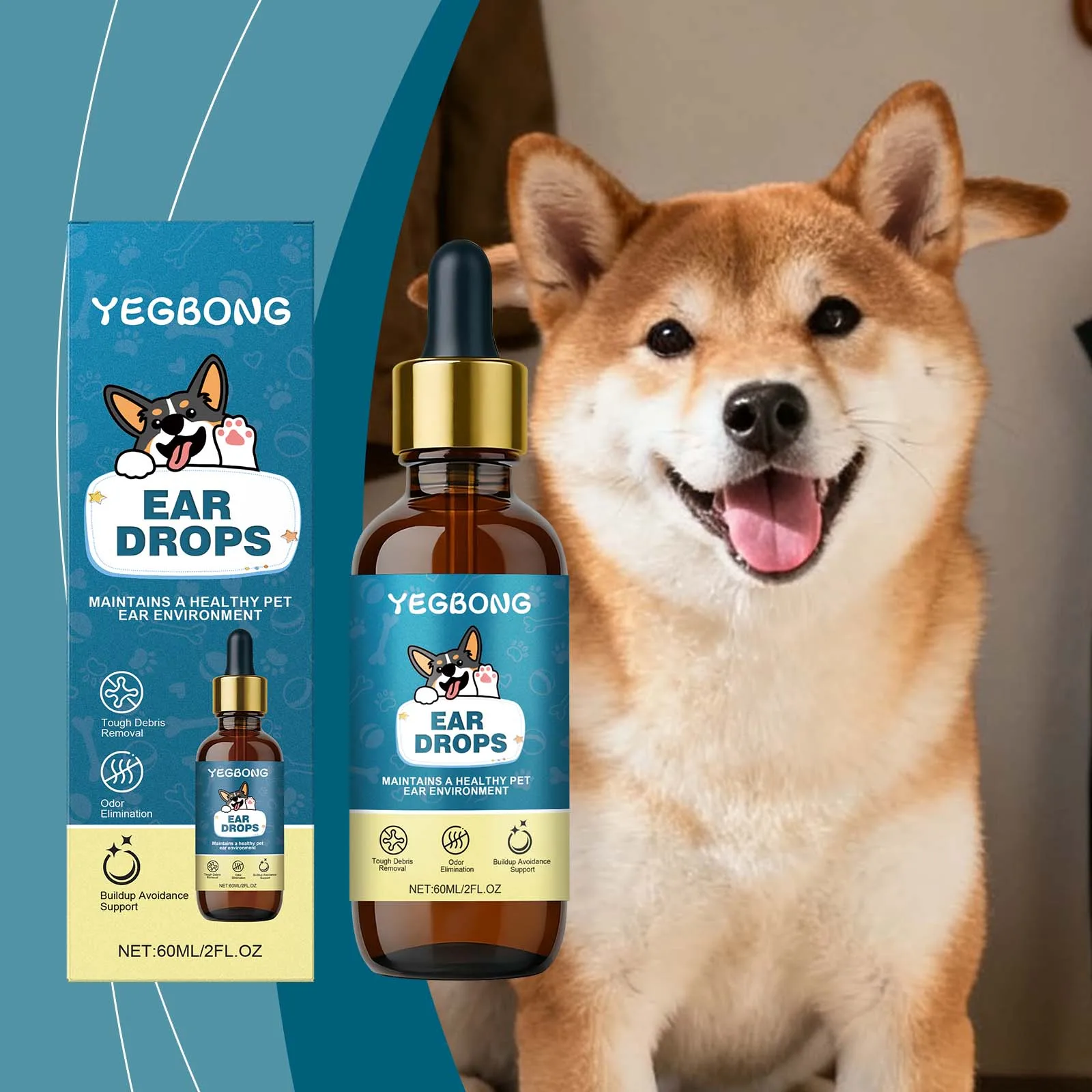 Soothing Ear Itch Relief Drops for Dogs Gentle Pet Ear Cleaner (60ml) 1005010590694812