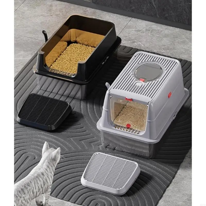 Double Layer Cats Litter Tray for Effective Sand Containment and Reduce Cleanups Antisplash Litter 1005010590713895