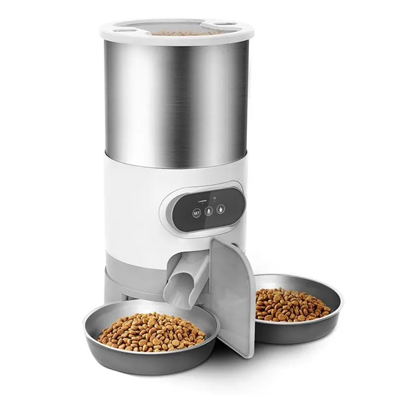 B84B-4.5L Automatic Cats Dispenser Smart Cat Dog Food Feeder Single/Dual Stainless Steel Bowls Pets 1005010591694116