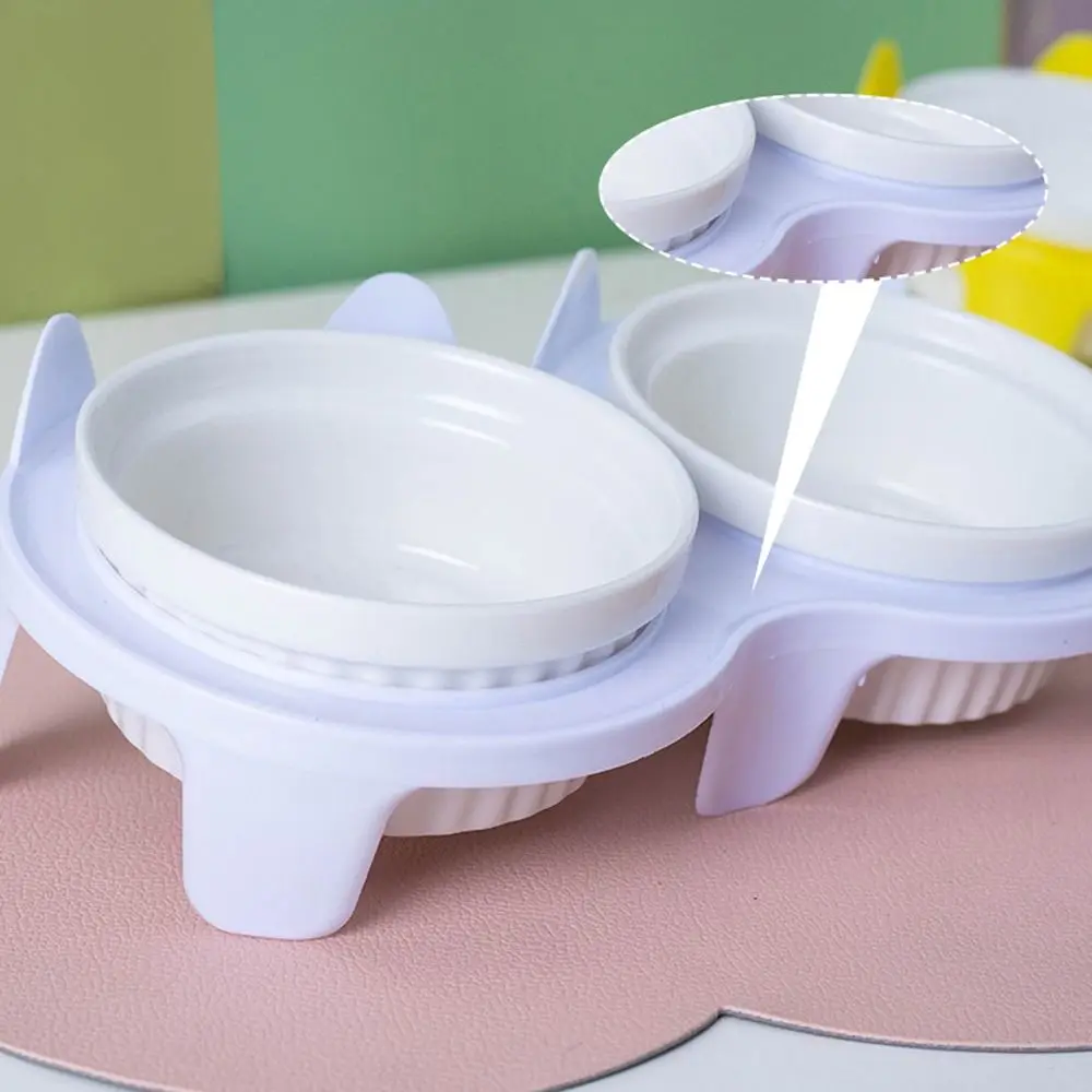 Creative Colorful Cat Bowl Ceramic Cervical Protection Cat Food Pot High Foot Diagonal Double Bowl 1005010591929821