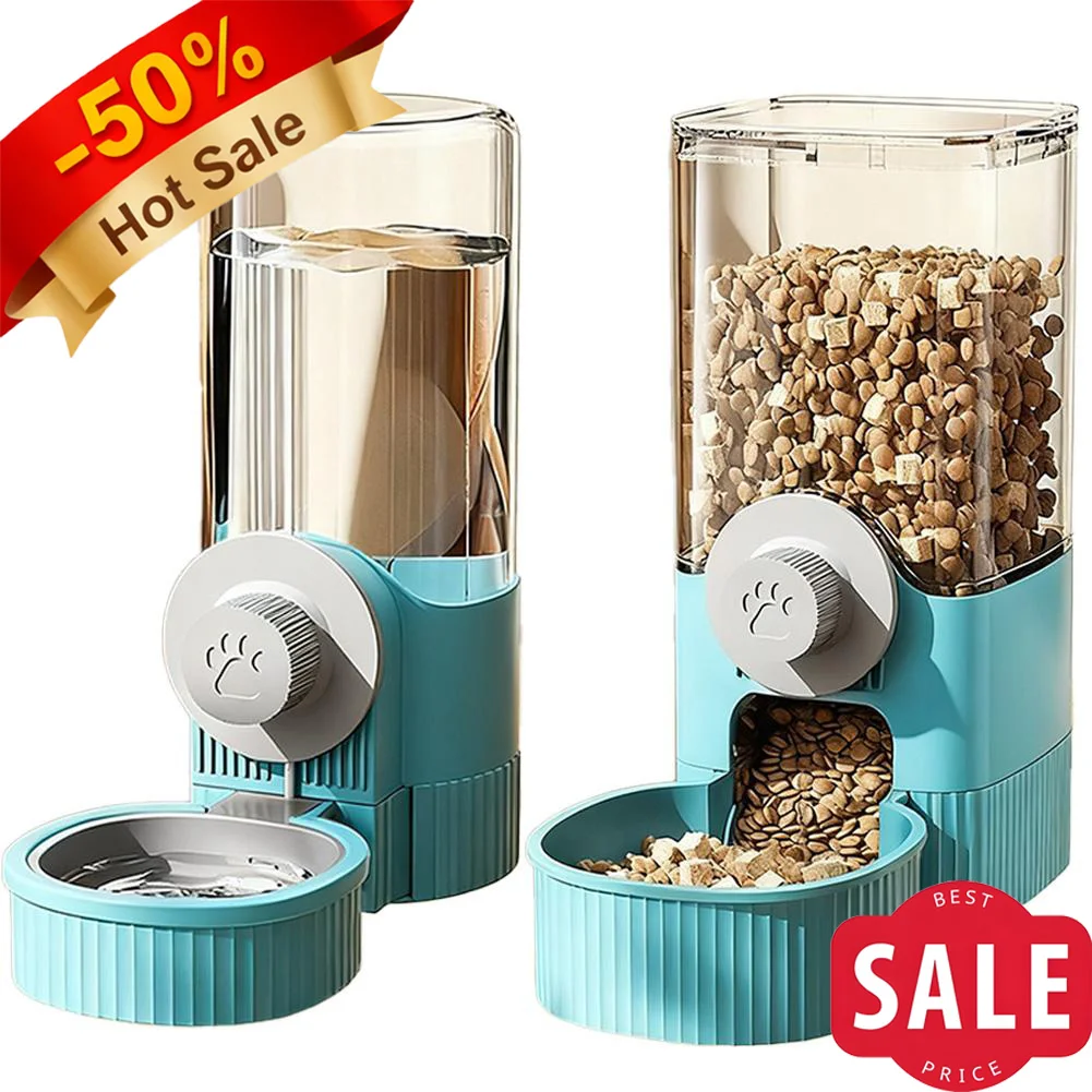 Automatic Cat Feeder Hanging Cage Small Pet Food Bowl Water Bottle Dispenser 1.2L Auto Gravity Pet 1005010591945576