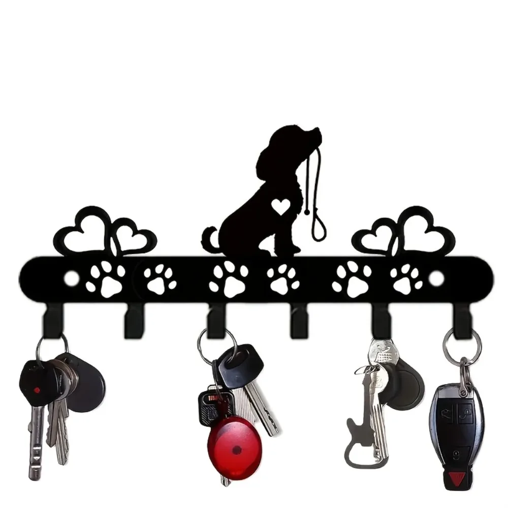 Dog Key Holder, Adorable Pet-Themed Metal Wall & Door Mounted Organizer for Keys, Coats 1005010594622865