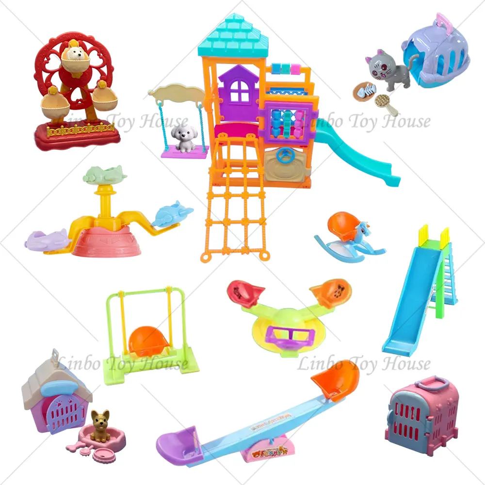 2026 New For Children's Play House Simulation Mini Pet Puppy Dog Cat Kennel Amusement Park Set For 1005010601969092