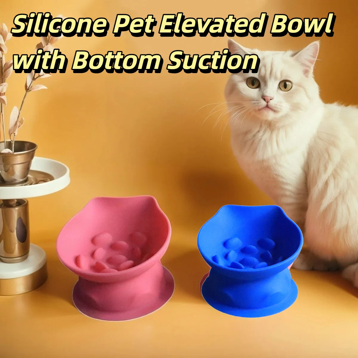 Soft Silicone Pet Slow Feed Bowl Elevated Cat Food Dish Dog High Foot Bowl Kitten Neck Protection 1005010610174027