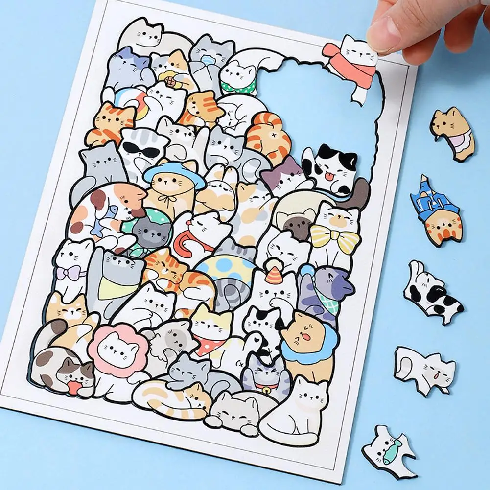 Cats Dogs Wooden Puzzle Building Blocks Irregularly Shaped Jigsaw Puzzle Game Early Education Toys 1005010612243281