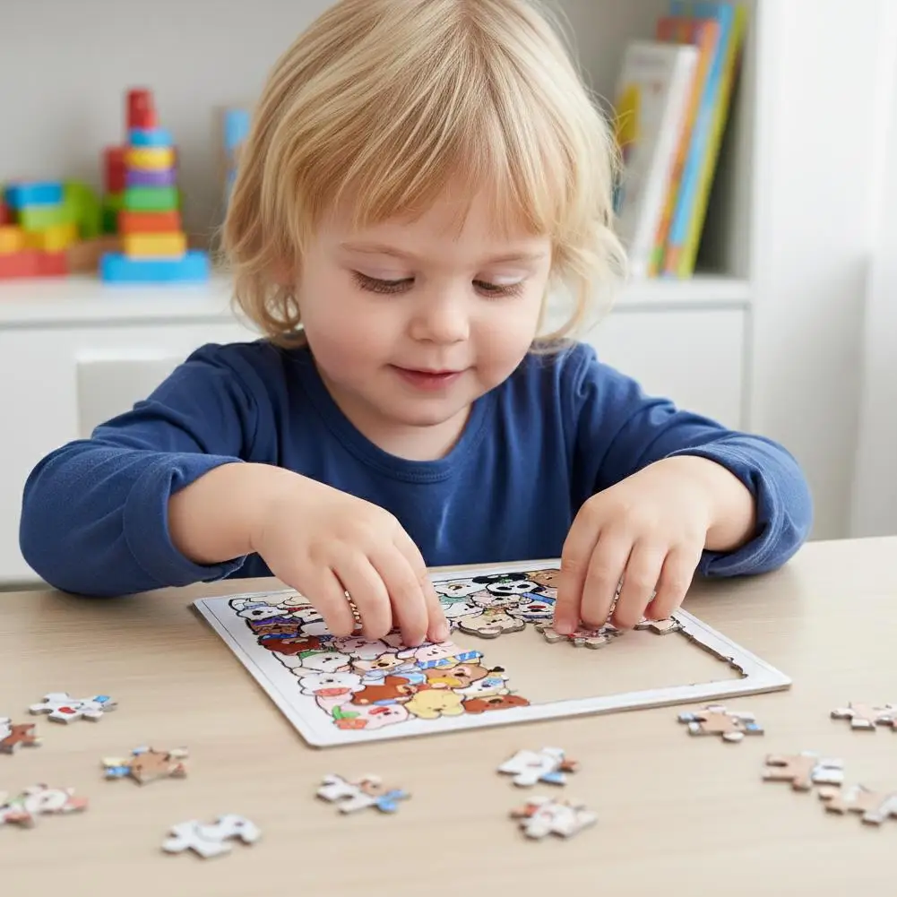 50pcs Cats Dogs Wooden Puzzle Jigsaw Irregular Pieces Early Educational Puzzle Toys For Kid Boys 1005010613919878