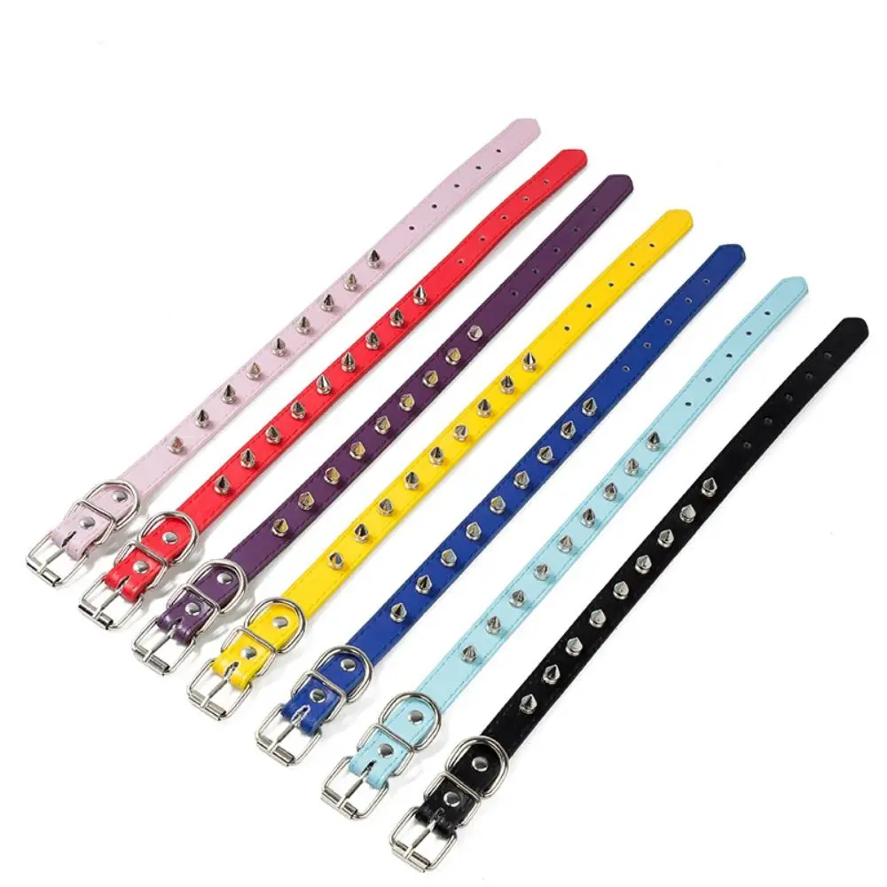 Comfortable Leather Cat Dog Collar Cool Adjustable Pet Spiked Studded Collars Colorful Exquisite 1005010617215767