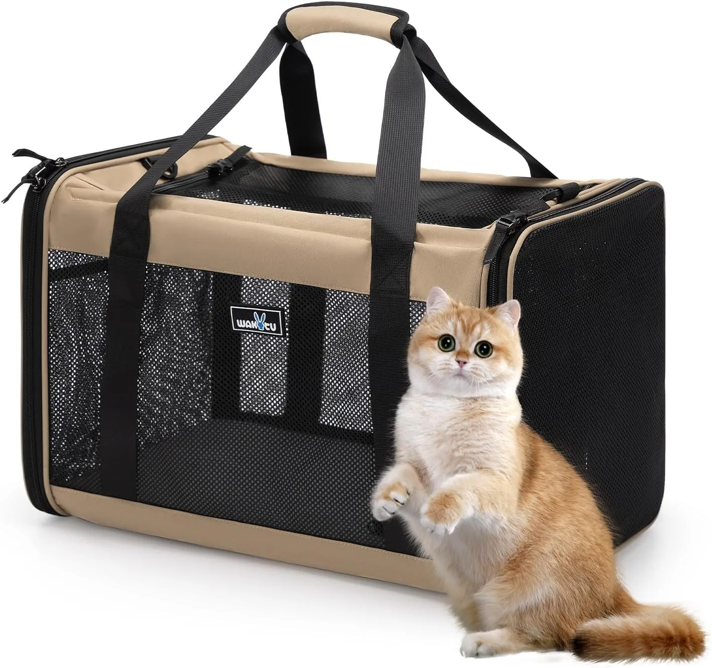 Airline Approved Expandable Pet Carrier for Small Cats, Collapsible Travel Bag with 600D Oxford 1005010617780265
