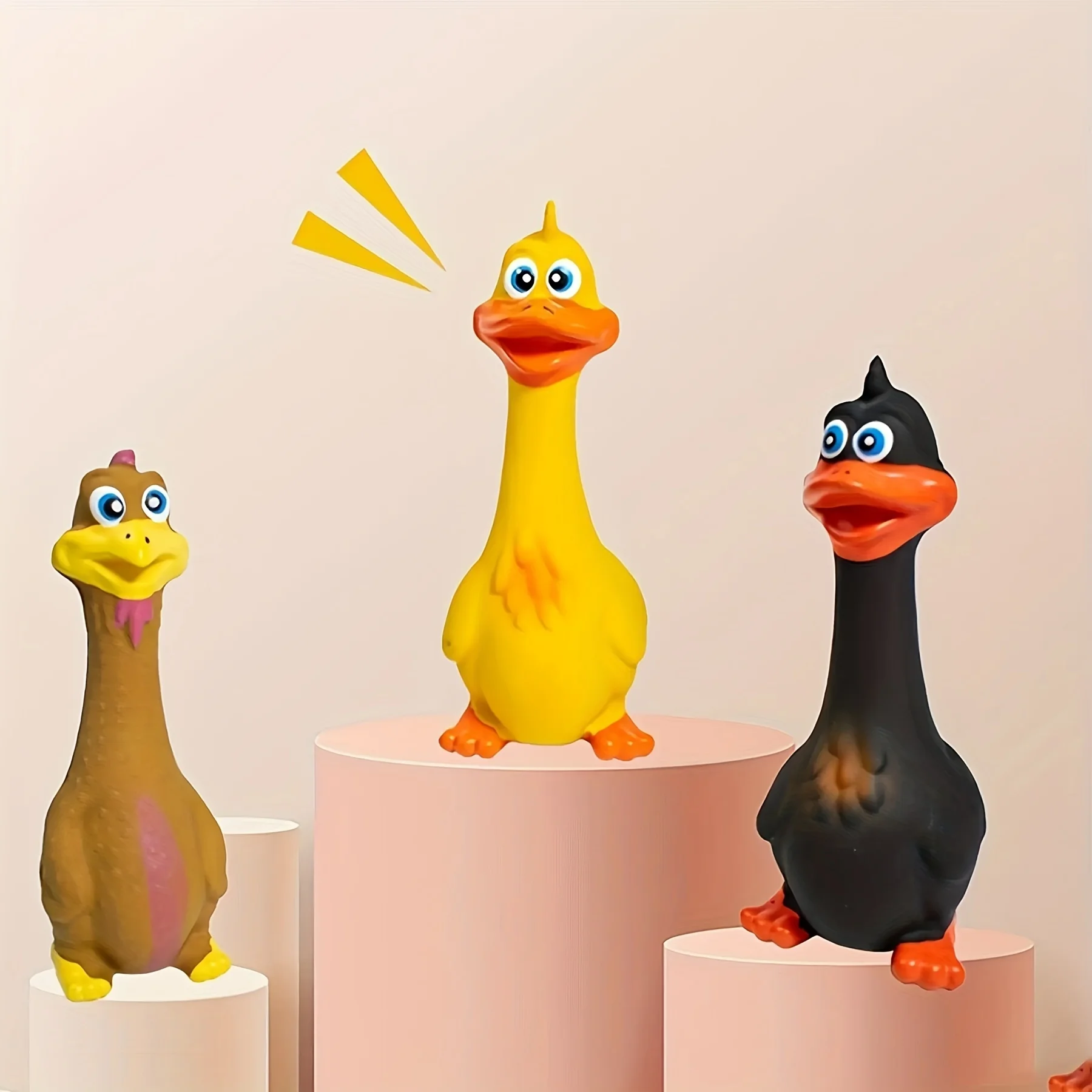 Pet Dog Sound Toy - Screaming Standing Chicken and Big-Mouthed Duck, Latex Squeaky Teething Dog Toy 1005010626443658
