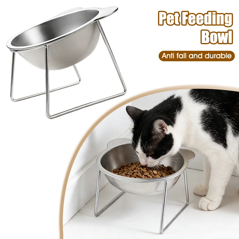 Stainless Steel Cat Bowl Elevated Cat Feeder Protection Neck Anti-Choking Pet bowl for Cats Small 1005010626454767