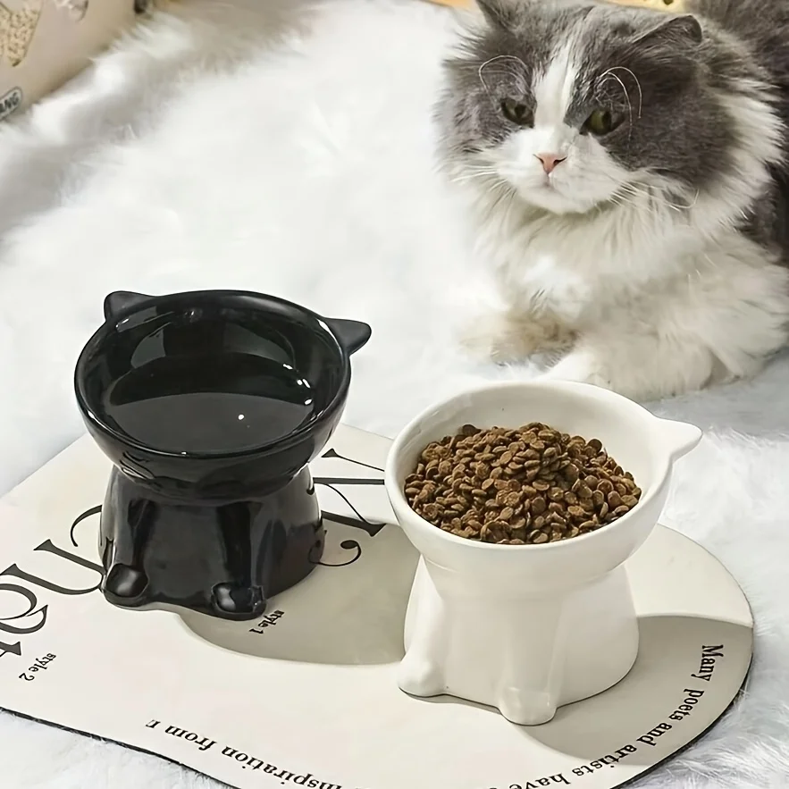 1PC Cat Bowl, Anti Vomiting 15 Degree Tilted Cat Tray, Stable Base, Not Easy To Overturn 1005010626516672