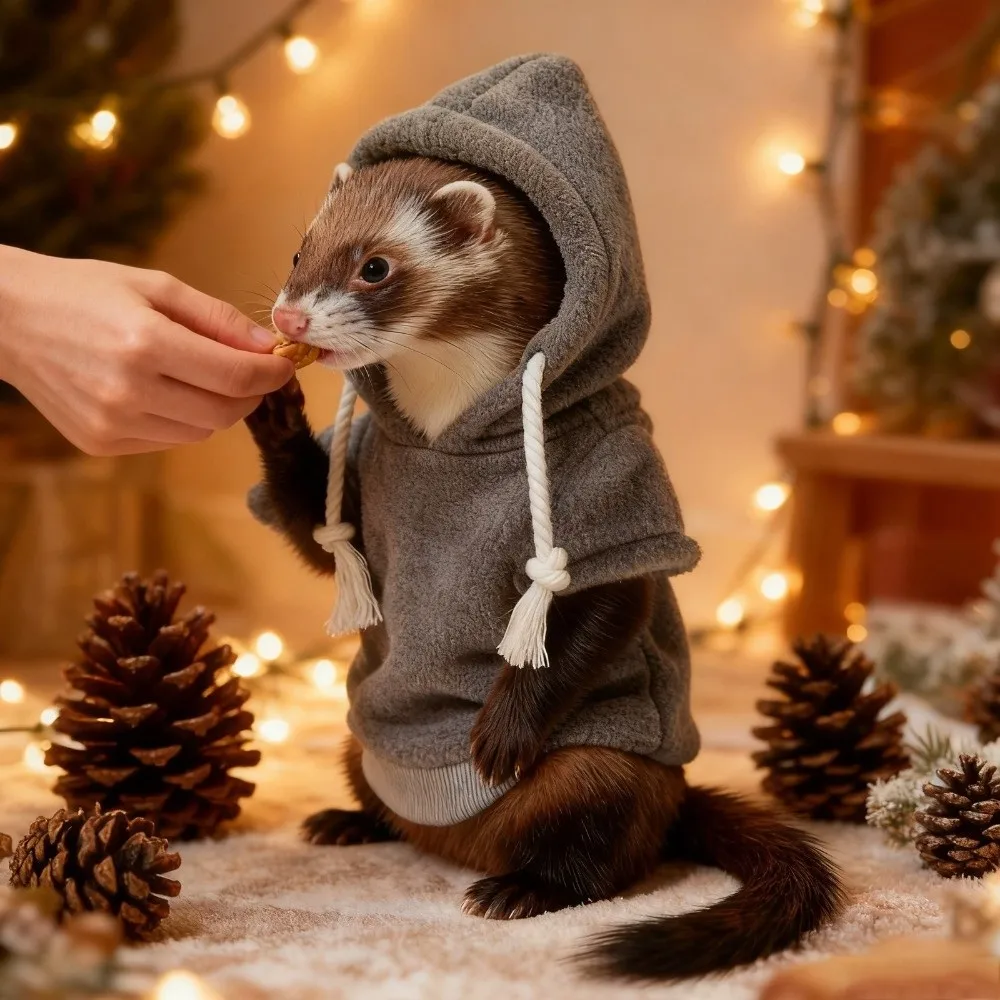 Skin Friendly Elastic Ferret Hoodie Thick Fleece Cozy Ferret Pullover Stylish Drawstring Soft 1005010634503272