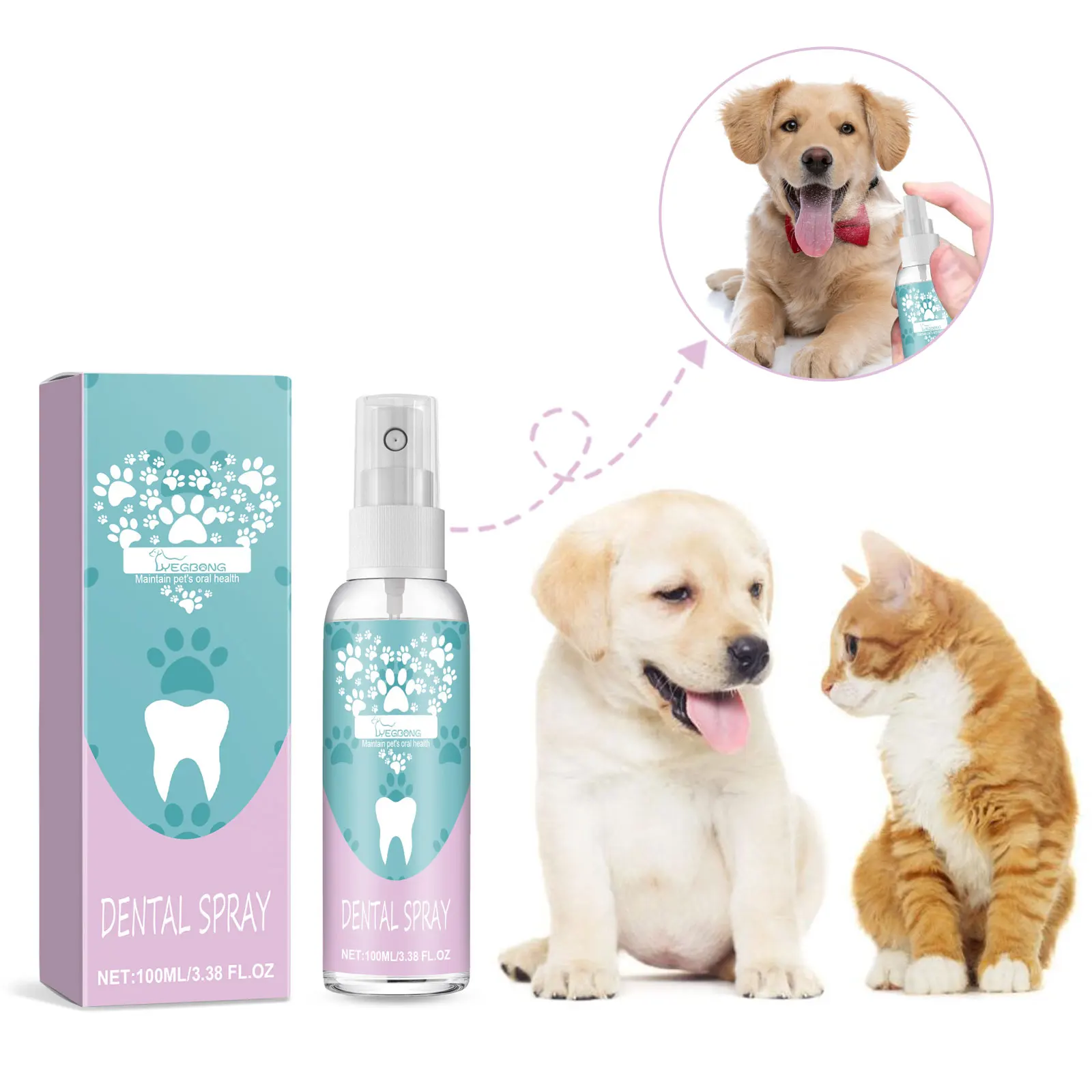 Yegbong Dog Dental Care Spray Tartar Removal Tooth Stain Deodorizer Pet Teeth Cleaning Liquid Mouth 1005010635429382