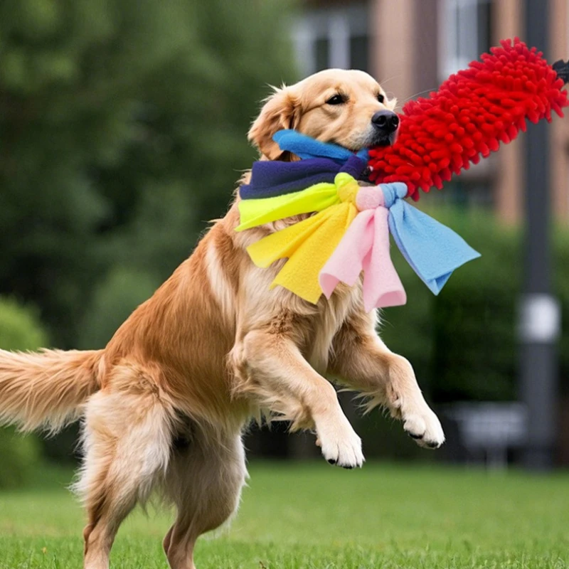 Durable Dog Toy Interactive Teeth Cleaning Toy Aggressive Chewers Soft Plush Pulling Rope Chew Pet 1005010644578821
