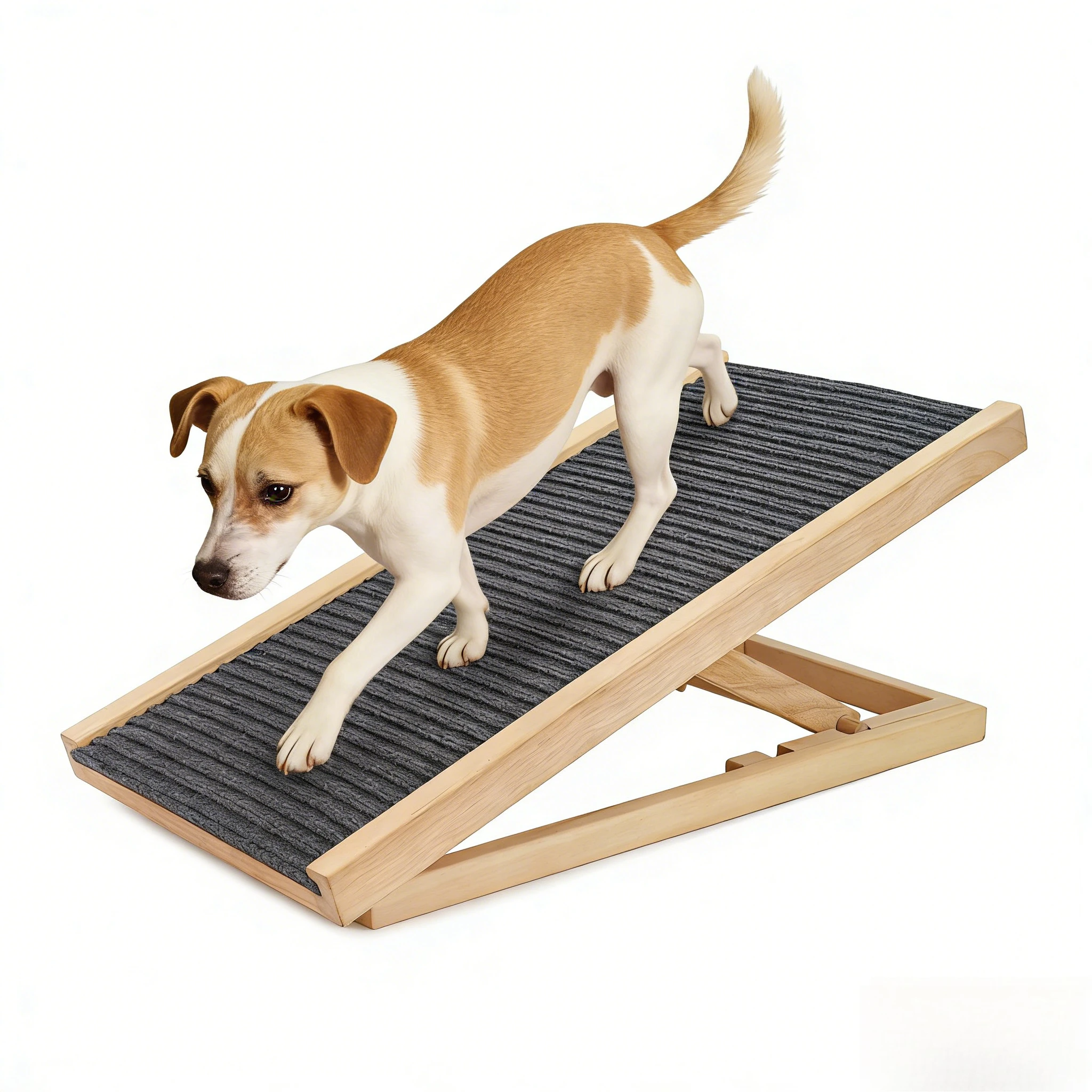 Dog Ramp Adjustable Pet Wooden Folding Cat & Dog Stair for Couch High Bed Non Slip Carpet Surface 1005010661143637