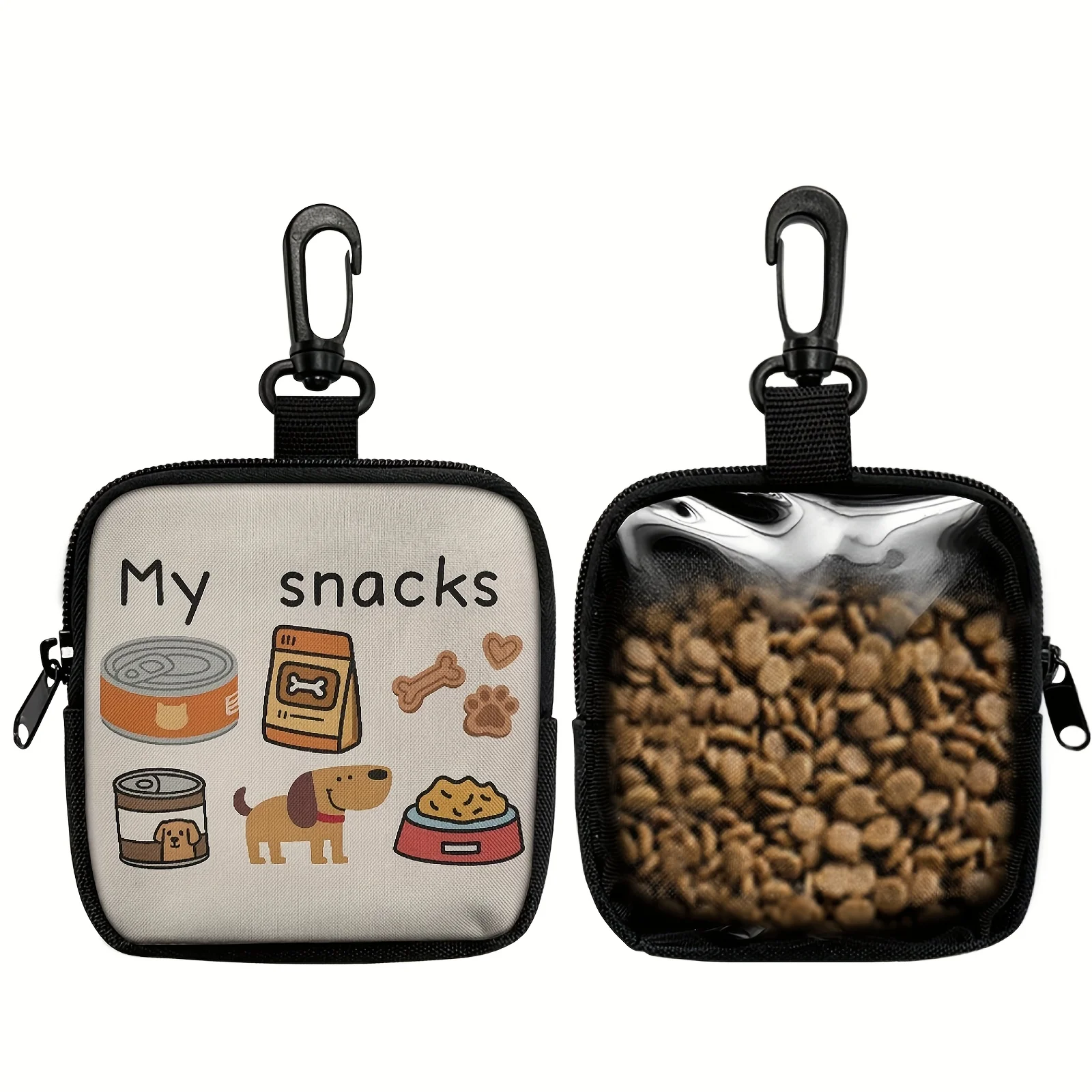 1pc Dog Print Dog Treat Bag with Hook and Zipper, Pet Training Set, Puppy Pet Training Walking Bag 1005010661537959