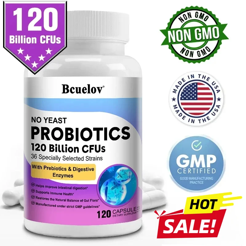Probiotics 120 Billion CFU 36 Strains Contains Prebiotics and Digestive Enzymes for Digestion and 1005010667472076