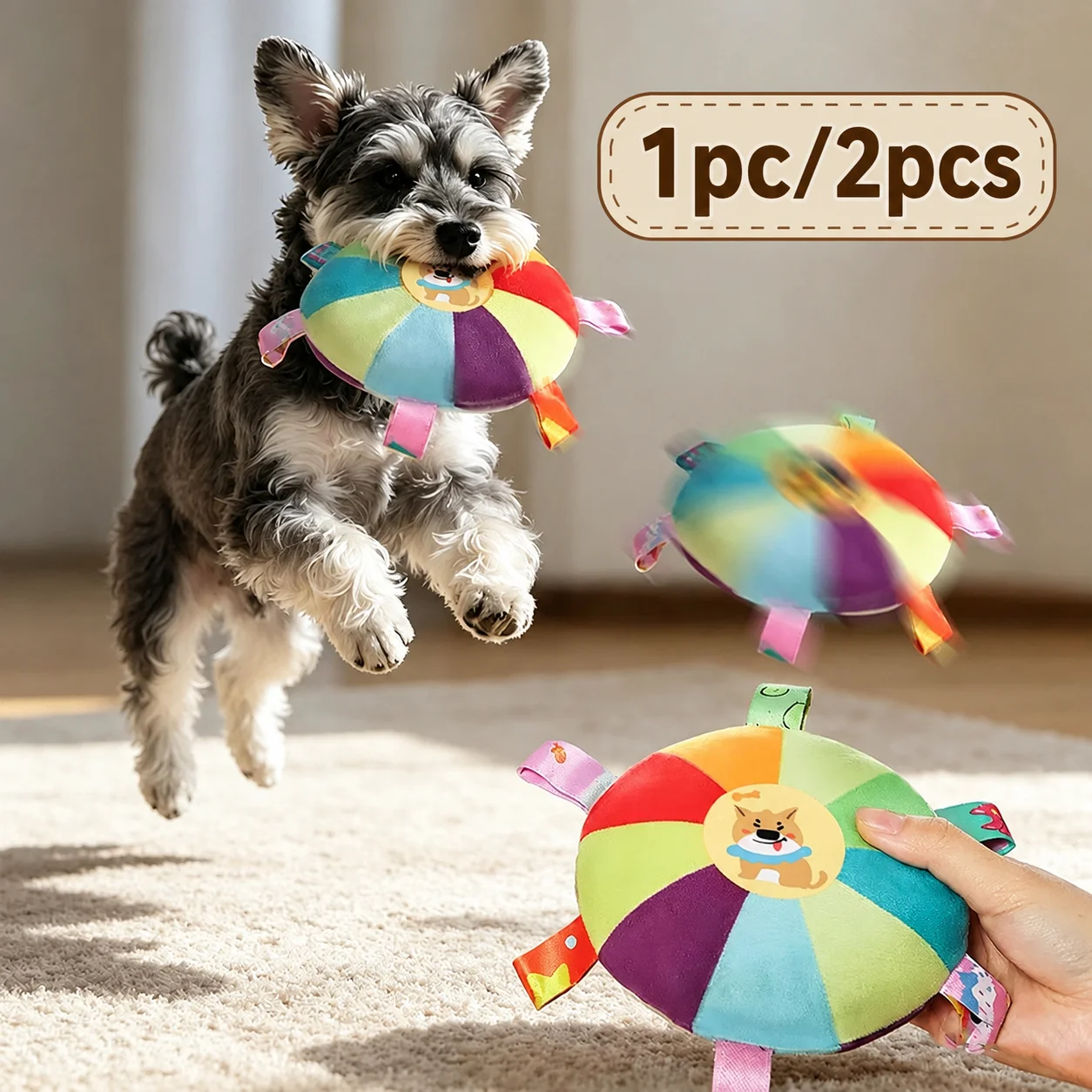Dog Sounding Plush Toy Bell Cartoon Flying Disc Toy Small Dog Teeth Grinding Toy Wear-resistant 1005010668237297