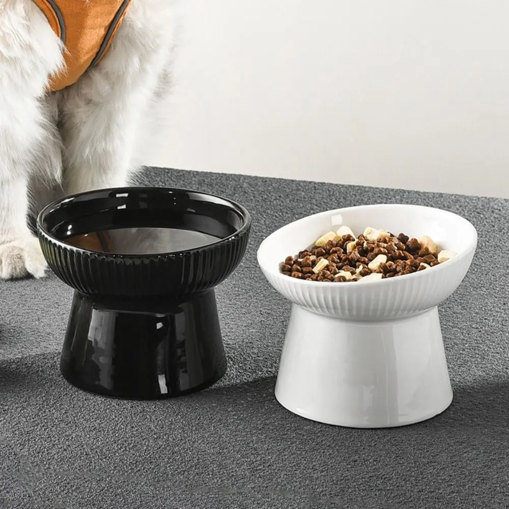 Ceramic Cat Bowl Slanted/Flat Mouth Creative Pet High Foot Bowl Multi-Use Non-Slip Dog Food Feeding 1005010671112353