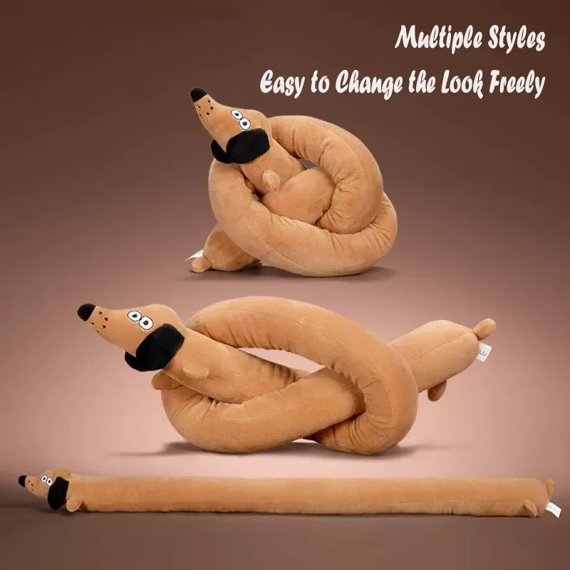 Squeaky Long Dachshund Plush Toy Chew-Resistant Imitation Plush Sausage Puppy Toy Tug Toy for Pet 1005010673515542