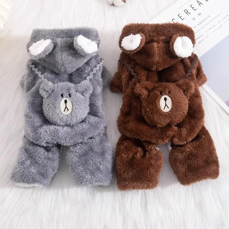 Dog Clothes Winter Autumn Warm Four Legged Fleece Lined Thickened Outfits for Cats Golden Gradient 1005010676158856