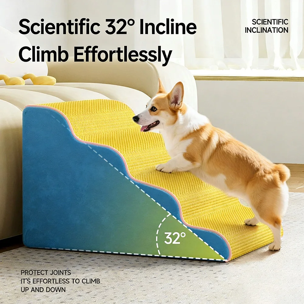3/4/5 Step Dog Cat Ramp Ladder Pet Stair Memory Foam Sponge Dogs Sofa Removable Washable Training 1005010677098908