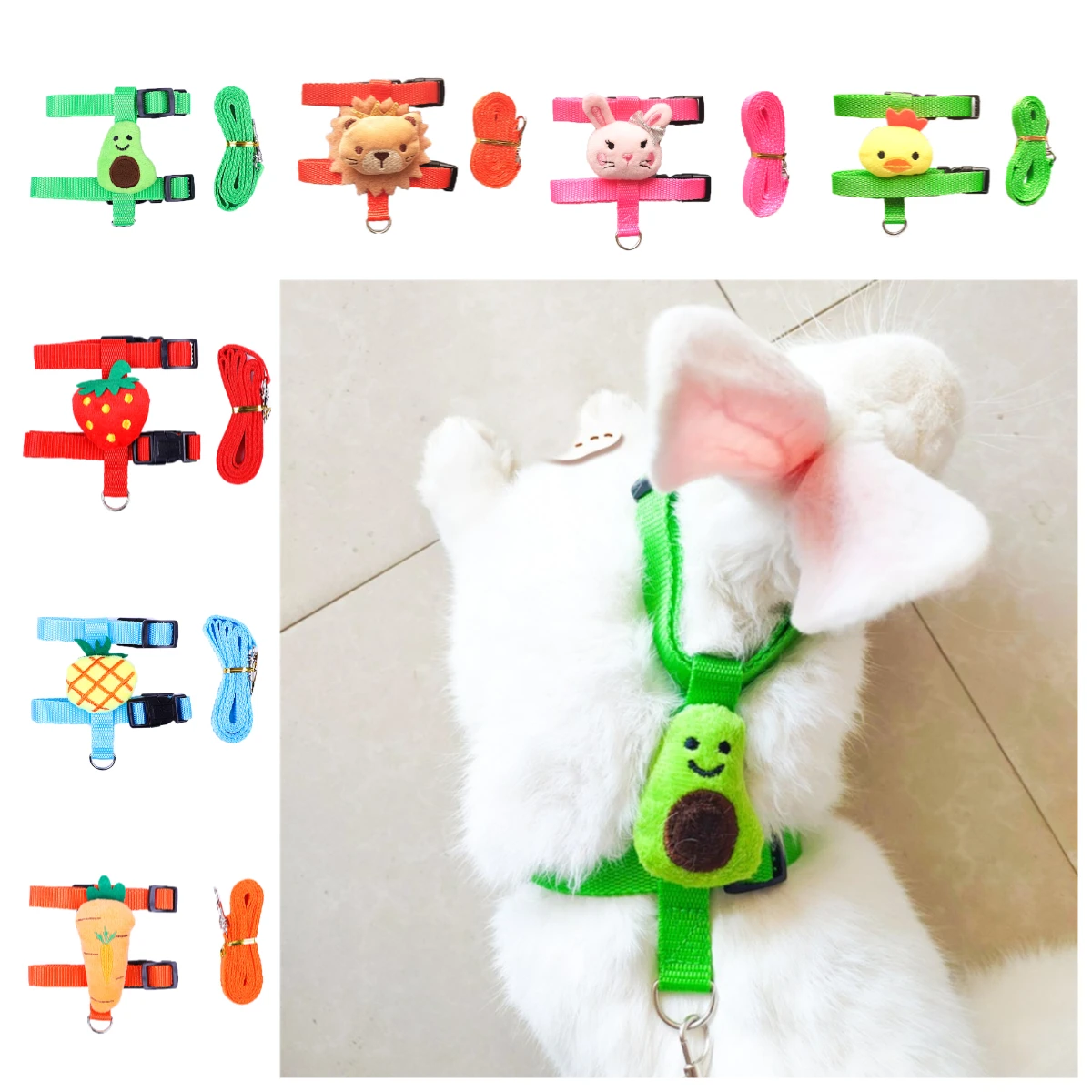 Walking Bunny Guinea Pig Harness for Small Animals Cute Pet Rabbit Harnesses and Leash Set 1005010678325435