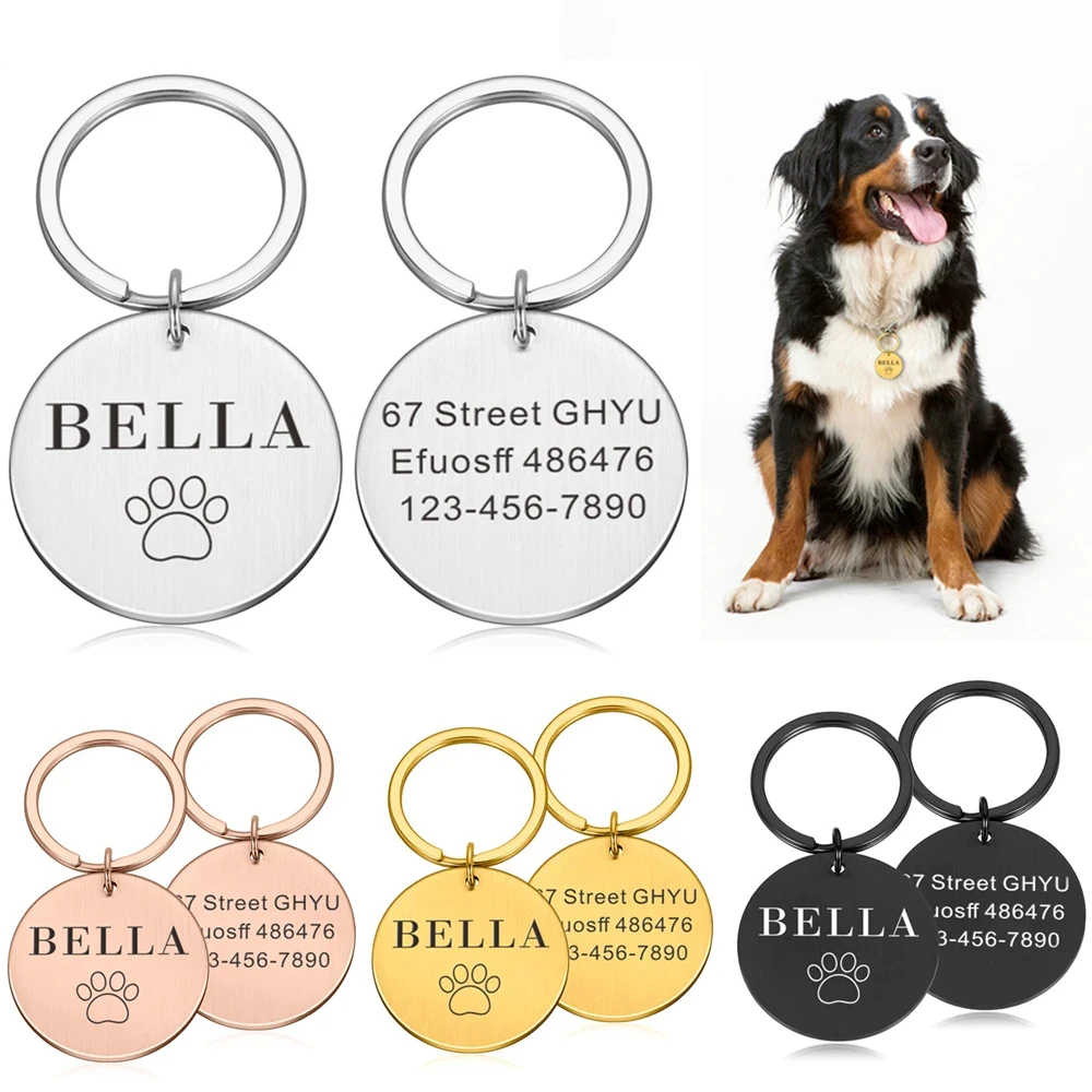 1PC Fashion Customized Name Anti-lost Nameplate Anti-lost ID Tag Engraved Record Tel Address For Dog 1005010682246992