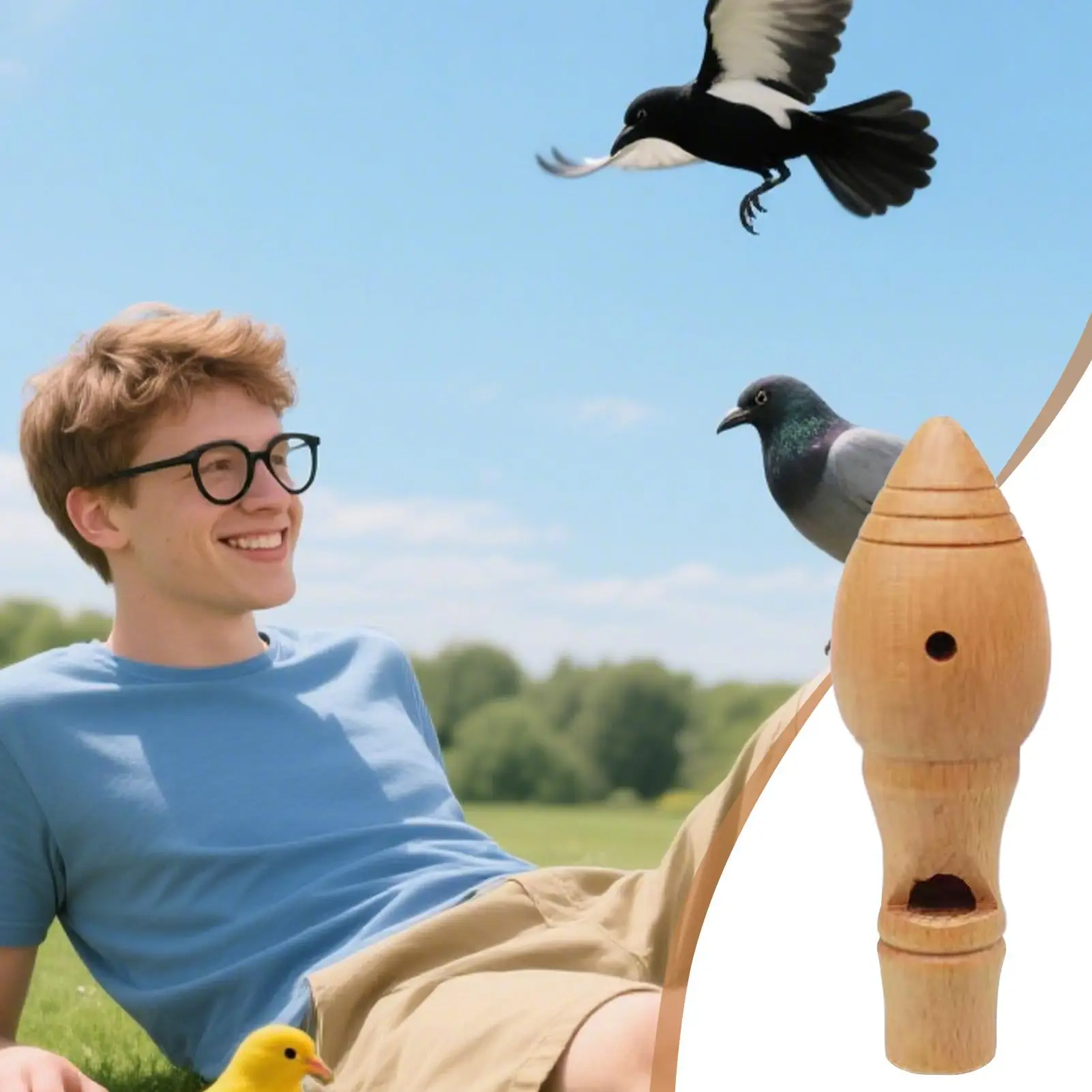 Bird Hunting Whistle, Durable Beech Wood Bird Call with Realistic Bird Sounds 1005010682693053