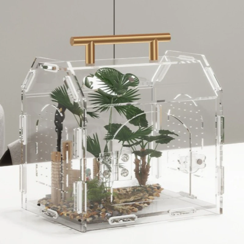 Reptile Terrarium Acrylic Portable Portable Small Reptile Breeding Box Spider Tortoise Snail 1005010695130754