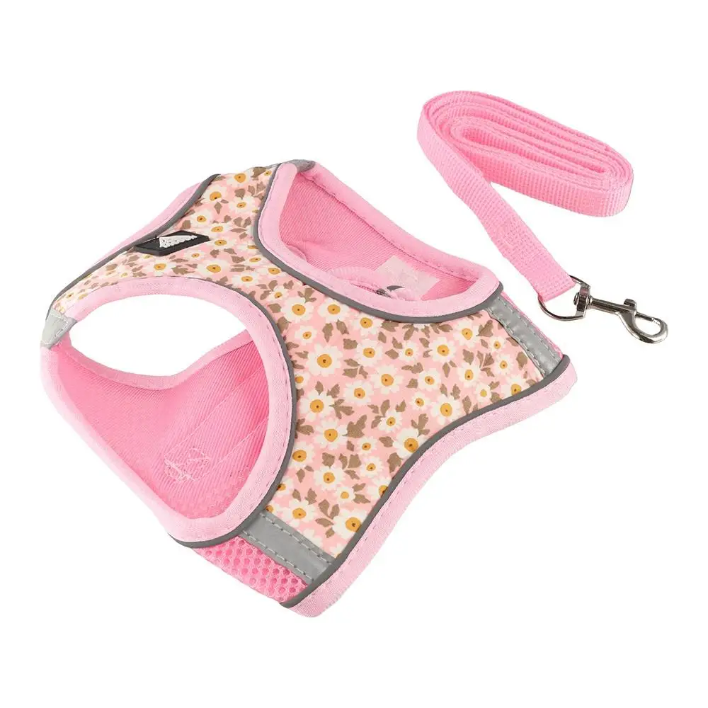 Dog Walking Supplies Floral Pet Harness Anti Escape Meash Leash Set Reflective Breathable Puppy 1005010710045408