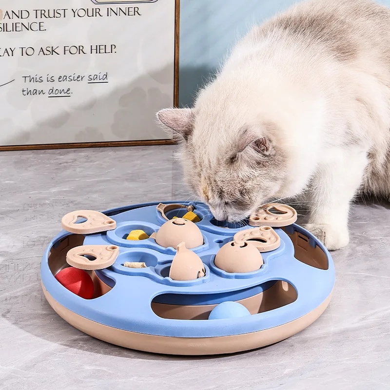 Smart Cat Puzzle Toy Slow Feeder Interactive Turntable Food Dispenser for Indoor Cats Anti-Boredom 1005010713111615