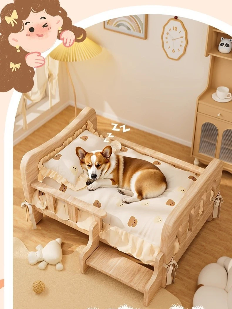 Pet Bed, Solid Wood Dog Bed, All-Season Cat Bed, pet Sleeping Sofa 1005010713643657
