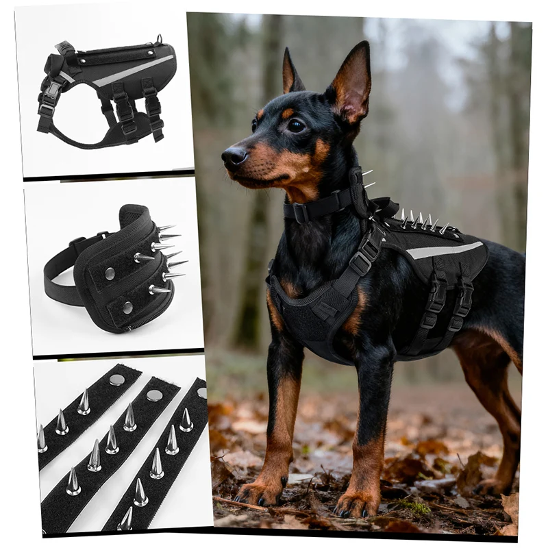 Heavy-Duty Tactical Dog Harness with Reflective Strip Anti-Harassment Adjustable Protective Pet 1005010722241787