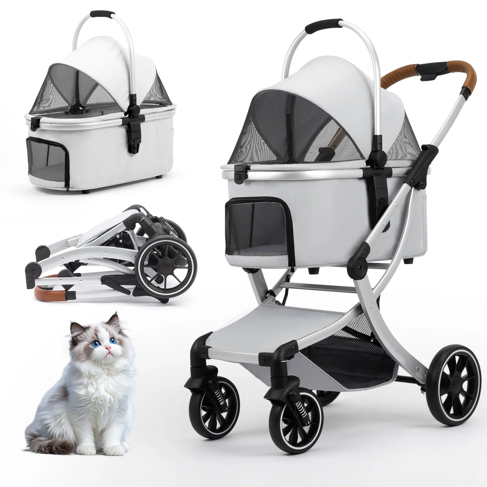 Stlffactory Price Foldable Pet Stroller with Shock Absorbers and Mesh Windows for Cats and Dogs 1005010726876783