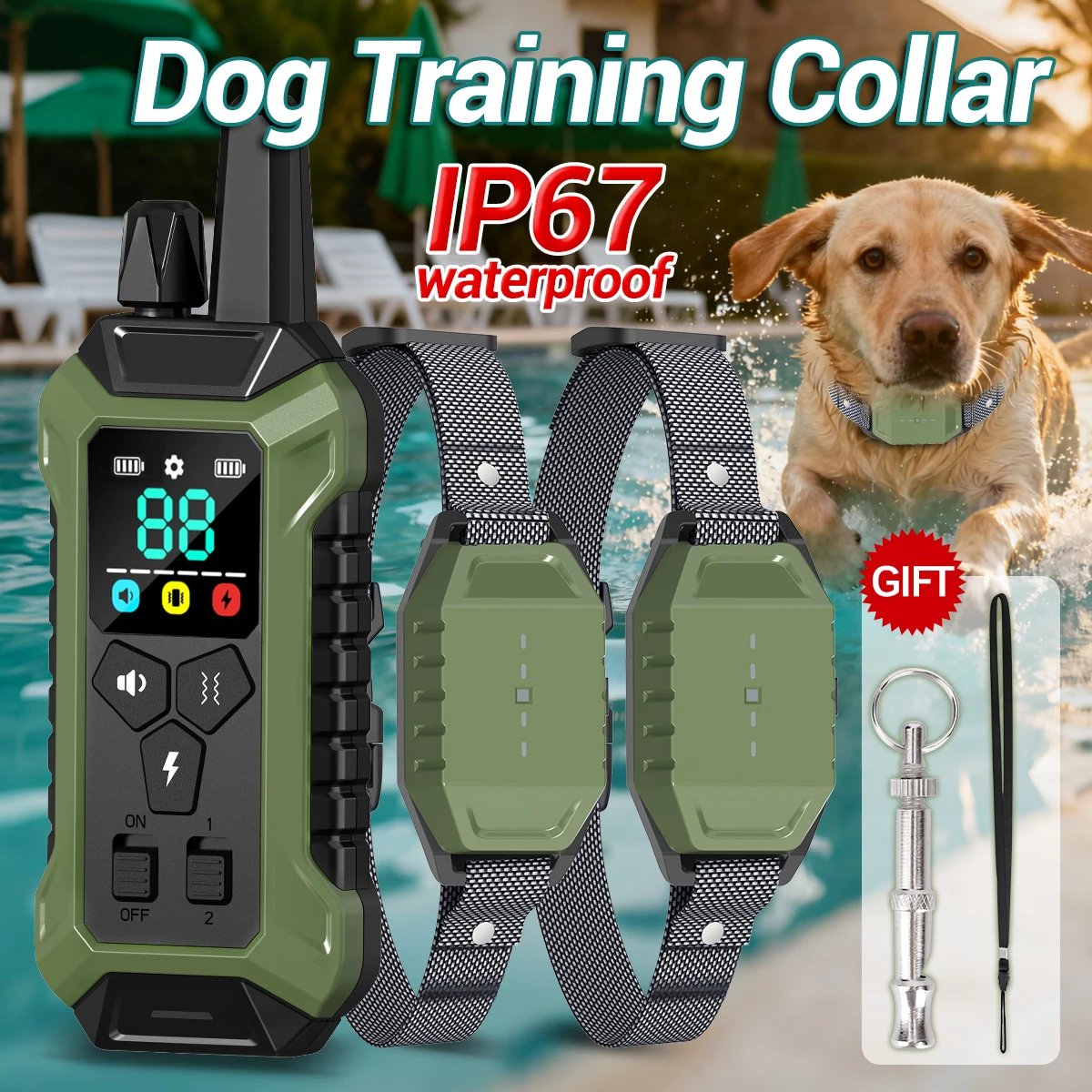 ORCLEAB Dog Shock Collar Remote Control Dog Shock Collar IP67 Waterproof Beep Vibration 1005010740840639