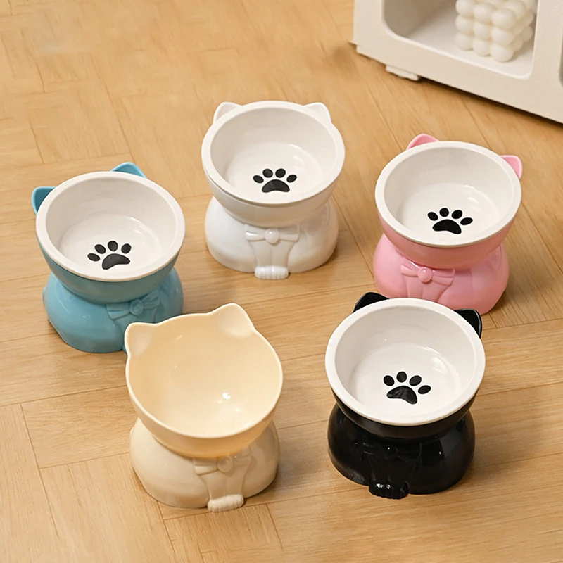 Ceramic Cat Bowl Slanted Mouth Dog Food Feeding Basin Non-slip Pet High Foot Protection Cervical 1005010749014058